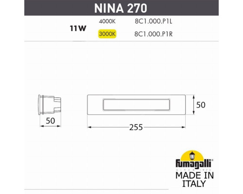 Уличный светодиодный светильник Fumagalli Nina 8C1.000.000.WYP1L