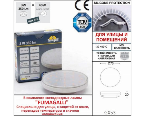 Светильник для подсветки лестниц накладной Fumagalli EXTRALETI 100 Round-GR 2S2.000.000.WYG1L