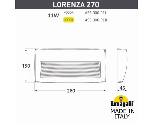 Светильник для подсветки лестниц накладной Fumagalli Lorenza 270 AS3.000.000.LXP1L