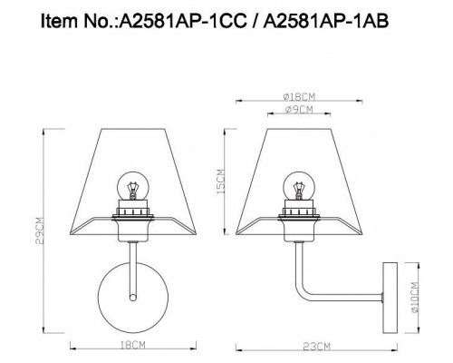 Бра Arte Lamp Elba A2581AP-1AB