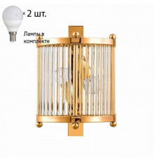 Бра Crystal Lux с лампочками TADEO AP2 GOLD/TRANSPARENTE+Lamps E14 P45