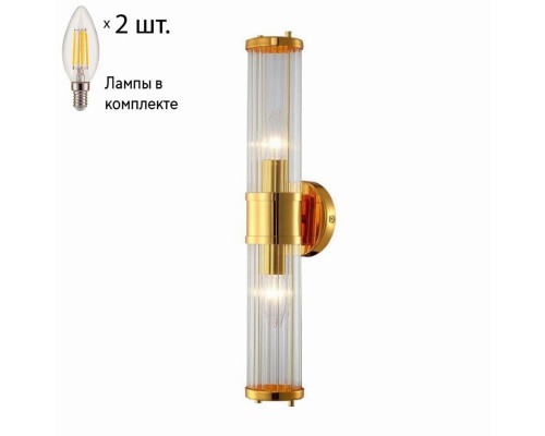 Бра Crystal Lux с лампочками SANCHO AP2 GOLD+Lamps E14 Свеча