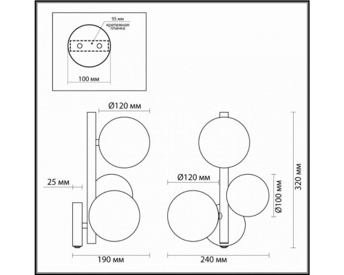 Бра Odeon Light Tovi 4818/3W