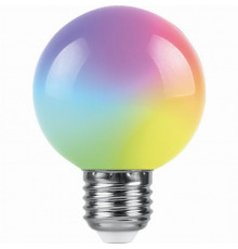 Светодиодная лампа E27, 3W, RGB, G60 для гирлянд белт-лайт CL25, CL50, Feron LB-371 (38127)