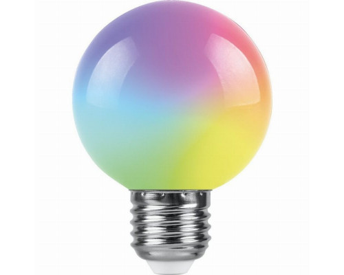 Светодиодная лампа E27, 3W, RGB, G60 для гирлянд белт-лайт CL25, CL50, Feron LB-371 (38127)