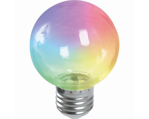 Светодиодная лампа E27, 3W, RGB, G60 для гирлянд белт-лайт CL25, CL50, Feron LB-371 (38133)