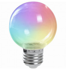 Светодиодная лампа E27, 3W, RGB, G60 для гирлянд белт-лайт CL25, CL50, Feron LB-371 (38130)