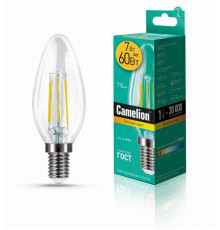 Светодиодная лампа E14 7W 3000К (теплый свет) Camelion LED7-C35-FL/830/E14 (13452)