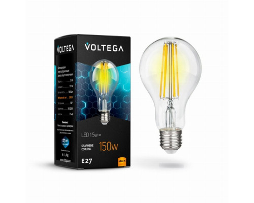 Филаментная светодиодная лампа E27 15W 2800К (теплый) Crystal Voltega 7104