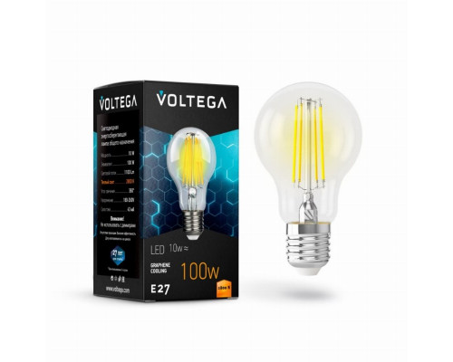 Филаментная светодиодная лампа E27 10W 2800К (теплый) Crystal Voltega 7102