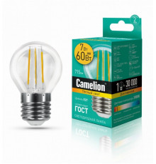 Филаментная лампа E27 7W 3000К (теплый) G95 Camelion LED7-G45-FL/830/E27 (13457)