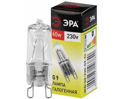 Галогенная лампа G9 60W 3000К (теплый) Эра G9-JCD-60-230V-CL (C0027370)