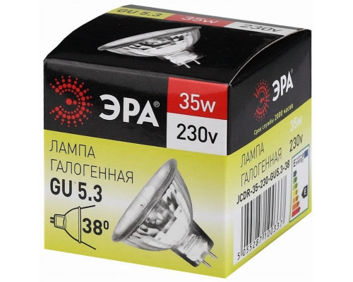 Галогенная лампа GU5.3 35W 3000К (теплый) Эра GU5.3-JCDR (MR16) -35W-230V-CL (C0027363)