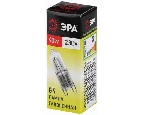 Галогенная лампа G9 40W 3000К (теплый) Эра G9-JCD-40-230V-CL (C0027378)