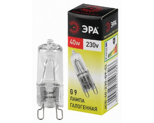 Галогенная лампа G9 40W 3000К (теплый) Эра G9-JCD-40-230V-CL (C0027378)