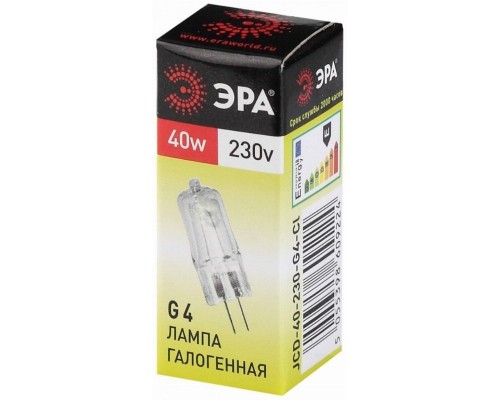 Галогенная лампа G4 40W 3000К (теплый) Эра G4-JCD-40W-230V-CL(C0039280)