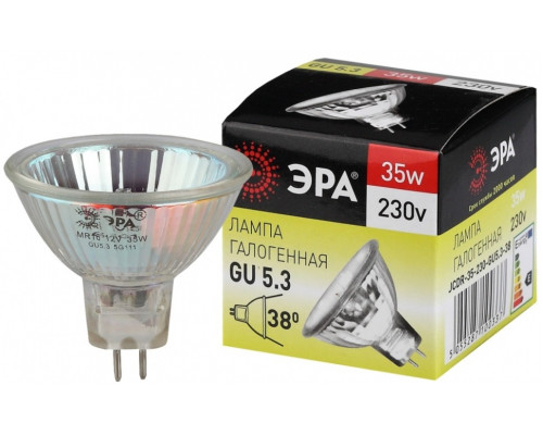 Галогенная лампа GU5.3 35W 3000К (теплый) Эра GU5.3-JCDR (MR16) -35W-230V-CL (C0027363)