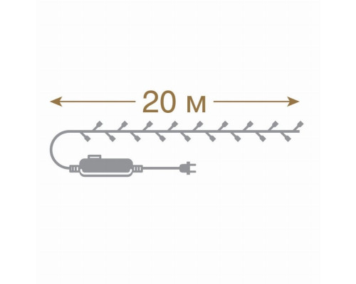 20м. Электрогирлянда ''Нить'' с контроллером (RGB) 200LED IP20 Vegas 55067