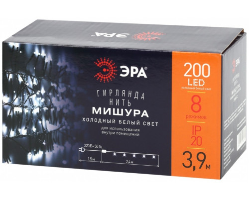 Светодиодная гирлянда ЭРА мишура 220V холодный белый ENIN - GC Б0047969