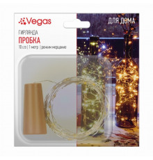 1м. Электрогирлянда ''Пробка'' на батарейках (теплый) 10LED IP20 Vegas 55128