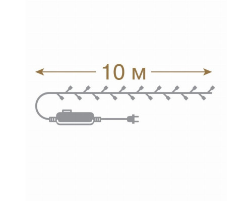 10м. Электрогирлянда ''Нить'' с контроллером (теплый) 100LED IP20 Vegas 55062