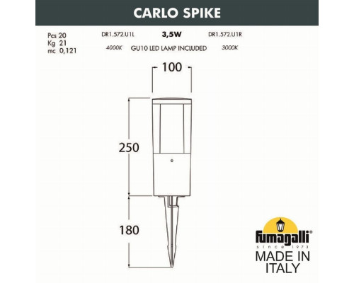 DR1.572.000.LXU1L Грунтовый светильник Fumagalli Carlo Spike