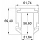 2м. Профиль для монтажа шинопровода в натяжной потолок Denkirs TR3040-AL