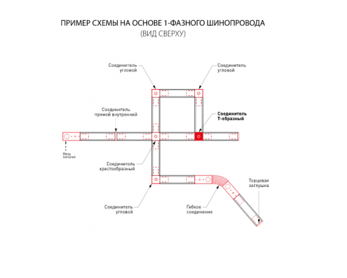 Коннектор Т-образный для однофазного шинопровода Elektrostandard TRC-1-1-T-WH / Коннектор Т-образный для однофазного шинопровода (белый) (a039502)