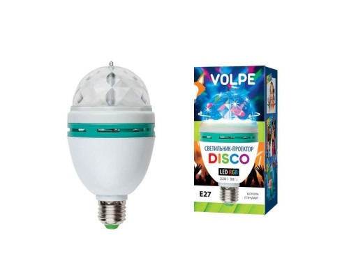 Светодиодный светильник-проектор (09839) Volpe Disko ULI-Q301 03W/RGB/E27 WHITE