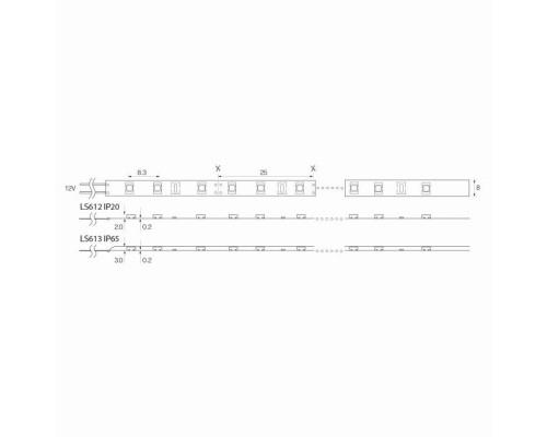 5м. Cветодиодная лента теплого цвета 3000К 2835 9,6W 12V 120LED/m IP20 Feron LS612 27730