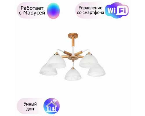 Потолочная люстра на штанге Matthew Arte Lamp с поддержкой Маруся A5032PL-5BR-М