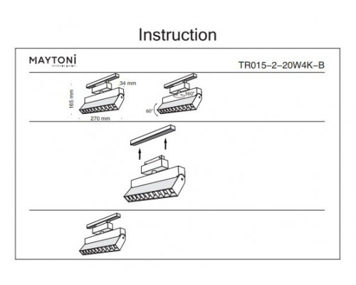 Трековый светильник 20W 4000К для магнитного шинопровода Track lamps Maytoni TR015-2-20W4K-B