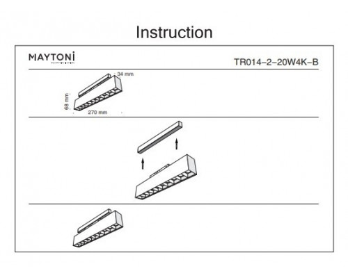 Трековый светильник 20W 4000К для магнитного шинопровода Track lamps Maytoni TR014-2-20W4K-B