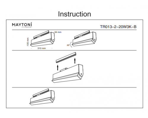 Трековый светильник 20W 3000К для магнитного шинопровода Maytoni Track lamps TR013-2-20W3K-B