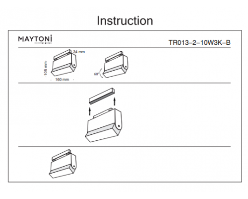 Трековый светильник 10W 3000К для магнитного шинопровода Maytoni Track lamps TR013-2-10W3K-B