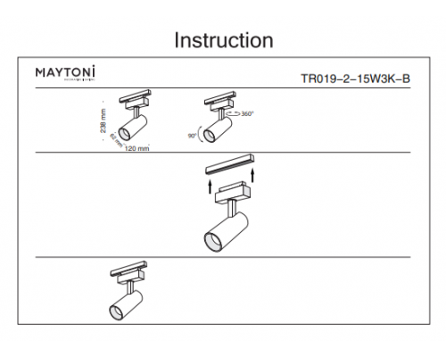 Трековый светильник 18W 3000К для магнитного шинопровода Maytoni Track lamps TR019-2-15W3K-B