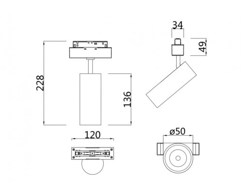 Трековый светильник 13W 4000К для магнитного шинопровода Maytoni Focus LED TR019-2-10W4K-W