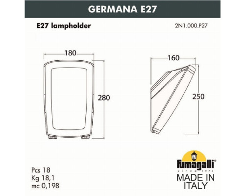 Уличный настенный светодиодный светильник Fumagalli Germana 2N1.000.000.WYF1R