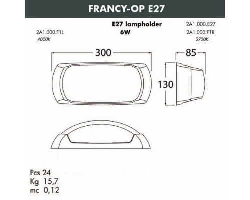 Уличный настенный светильник Fumagalli Francy-ОP 2A1.000.000.WYF1R