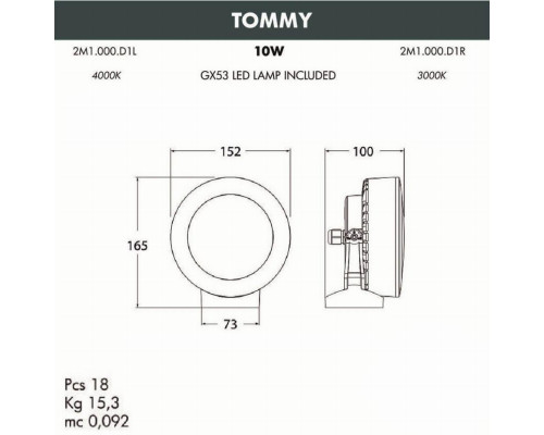 Уличный настенный светодиодный светильник Fumagalli Tommy 2M1.000.000.WXD1L