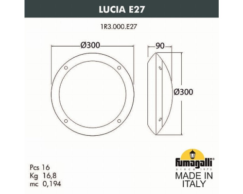 1R3.000.000.LYE27 Уличный настенный светильник Fumagalli Rita