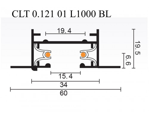 1м. Однофазный встраиваемый шинопровод Crystal Lux CLT 0.121 01 L1000 BL