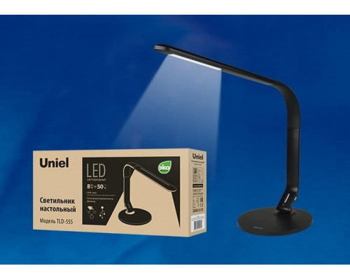 Настольная лампа (UL-00003648) Uniel TLD-555 Black/LED/500Lm/5500K/Dimmer/USB