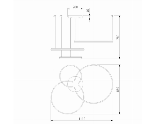 Светодиодная люстра с управлением Wi-Fi Eurosvet Smart Gap 90280/3 золото (a048456)