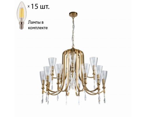 Подвесная люстра с лампочками Favourite Lyra 2968-15P+Lamps E14 Свеча