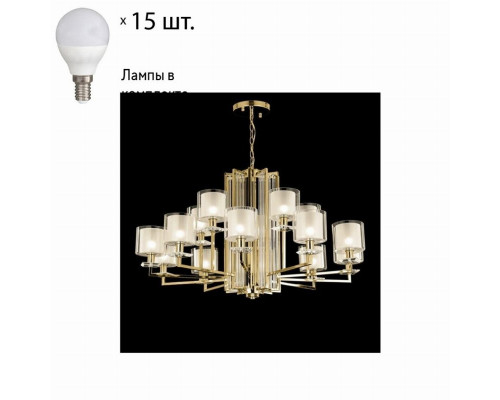 Подвесная люстра Crystal Lux Medea с лампочками NICOLAS SP-PL10+5 GOLD/WHITE+Lamps E14 P45