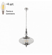 Подвесной светильник Crystal Lux с лампочками Miel SP4 Chrome+Lamps E14 Свеча