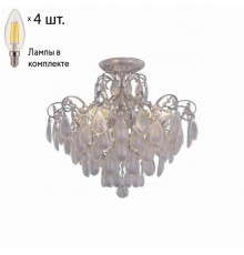 Потолочная люстра Crystal Lux с лампочками Sevilia PL4 Silver+Lamps E14 Свеча