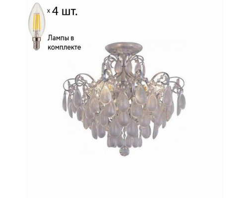 Потолочная люстра Crystal Lux с лампочками Sevilia PL4 Silver+Lamps E14 Свеча