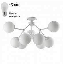 Потолочная люстра Crystal Lux с лампочками Medea PL9 White+Lamps E27 P45